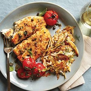 Crispy Flounder and Roasted Tomatoes | MyRecipes.com